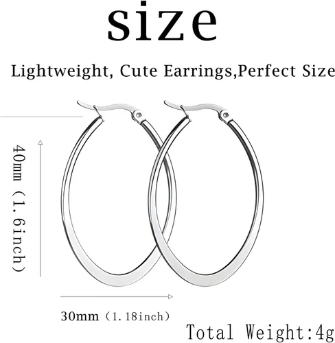 Vista 4 de Aretes de aro ovalados dorados y plateados para mujer, grandes, grandes, para uso diario, diseño de gota de agua, idea de regalo para madre y mejor