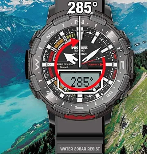 Vista 6 de Casio Pro Trek Bluetooth Connected Angler Line - Reloj deportivo con correa de resina para hombre
