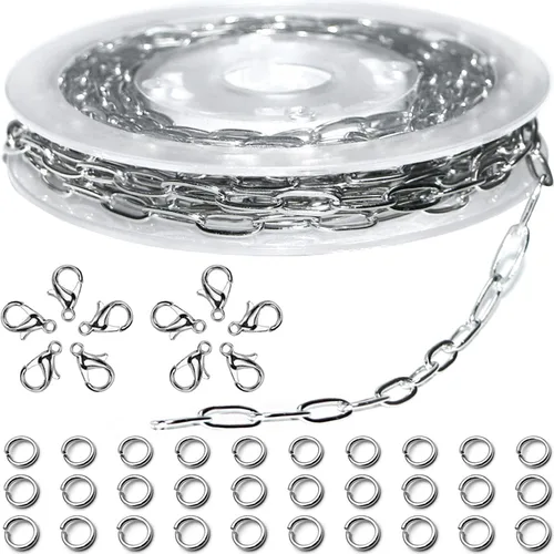 Vista 11 de Jishi Cadena de serpiente de oro de 33 pies de 0.047 in, cadenas para hacer joyas, collares, pulseras, suministros de joyería, hallazgos – Rollo