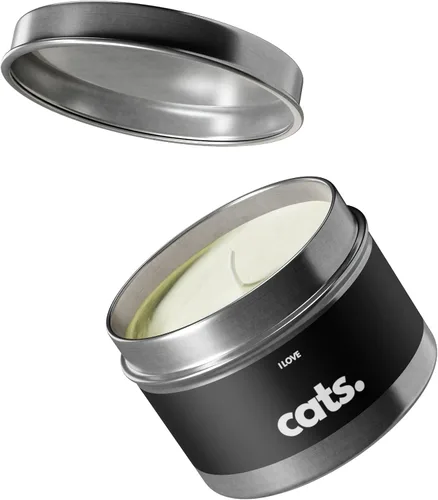 Vista 8 de Gatos, período. Vela de lata de soja de aromaterapia no tóxica de 4 onzas/plata/retiro de spa