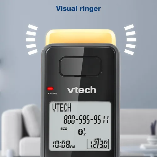 Vista 8 de VTech IS8128-11 - Teléfono inalámbrico DECT 6.0 de alcance superlargo para el hogar con contestador automático, alcance de hasta 2300 pies, bloqueo