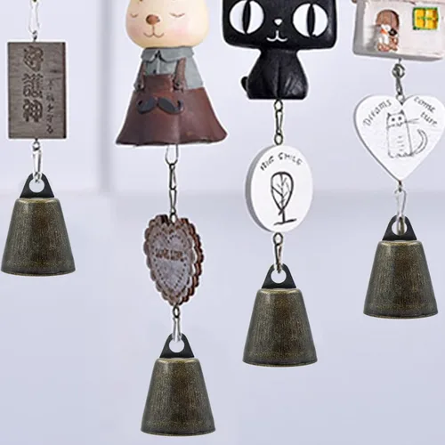 Vista 7 de 9 cascabeles de bronce vintage (1.46 x 1 pulgadas), cascabeles para manualidades, campanas de vaca en cuerda de yute, campanas de Navidad