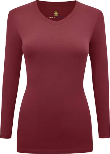 Vista 2 de Natural Uniforms Camiseta de manga larga con cuello en V para mujer, paquete de 3