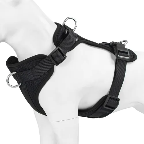 Vista 5 de Wisedog Arnés para perro de tamaño mediano, chaleco para mascotas con clip frontal, arnés ajustable para cachorro con 3 hebillas de liberación