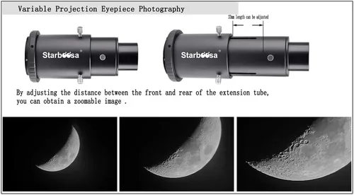 Vista 6 de Adaptador de cámara para telescopio de extensión variable – Compatible con cámaras Nikon N1 sin espejo – Conecta telescopios para fotografía