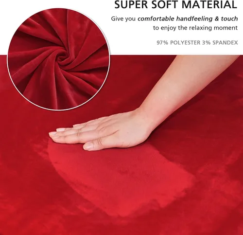 Vista 92 de NICEEC Funda para sofá biplaza, súper suave, 1 pieza, color rojo vino, elástica, universal, de elastano, para sala de estar, fácil ajuste, lavable