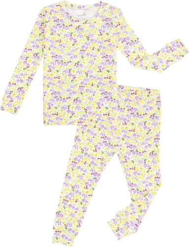 Vista 19 de moimoln 6M-8Y Pijama floral para bebé y niña pequeña, suave, modal, algodón, transpirable, ajustado, manga larga, conjunto de ropa de dormir A_baya