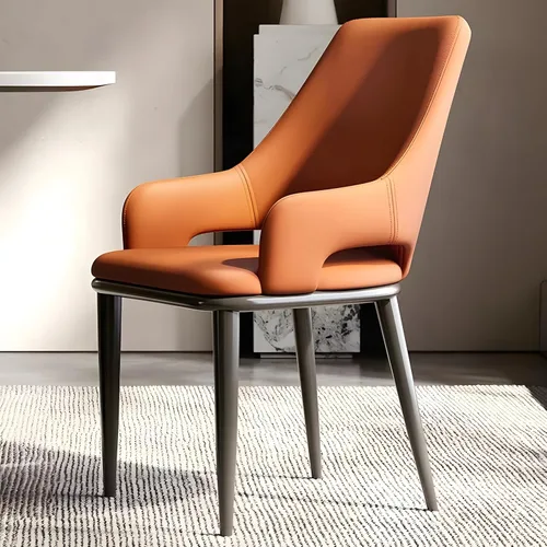 Vista 12 de Juego de 2 sillas de comedor modernas, sillas de metal con costuras y patas de metal, sillas de cocina modernas tapizadas de piel sintética, silla
