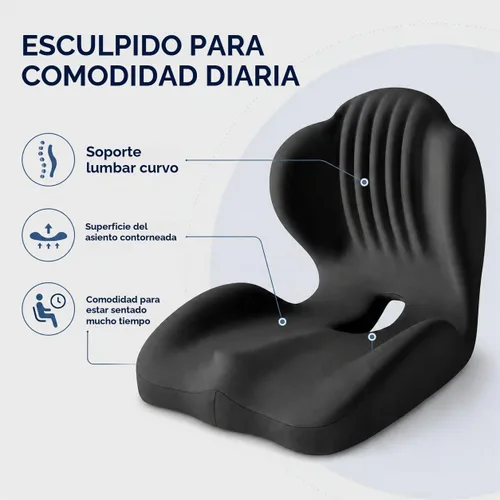 Vista 2 de Cojín ergonómico de espuma viscoelástica, almohada de apoyo lumbar en forma de L con alivio del coxis, almohadilla ortopédica para silla de oficina