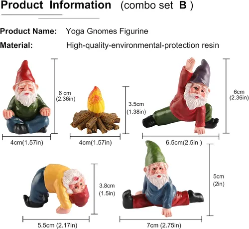 Vista 2 de Adorno de gnomos de jardín en miniatura para exteriores, estatua de elfo de resina, divertidos accesorios de jardín de hadas de gnomos para patio