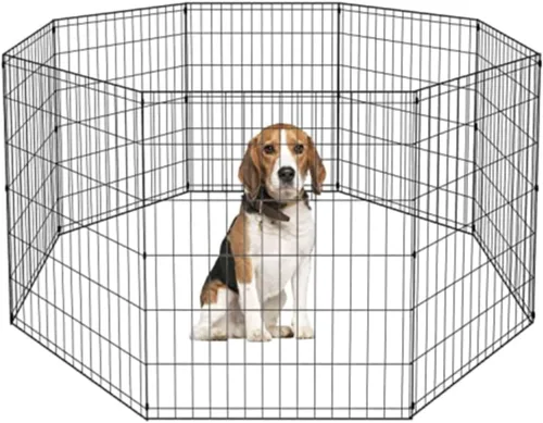 Vista 11 de BestPet - Corralito plegable de metal para perros, para interiores y exteriores, 8 paneles de 24 pulgadas