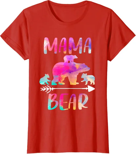 Vista 33 de Bear Matching Family Outfits, Funny Mama Bear Three Cubs T-Shirt Negro