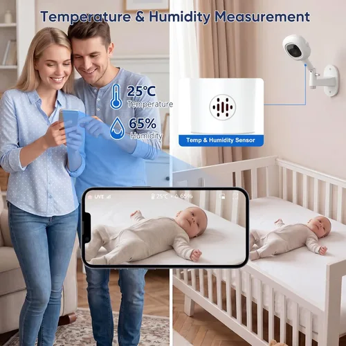Vista 3 de wochel No Drill Baby Monitor Mount for Nanit Pro/Plus, Adjustable Nanit Wall Mount with USB C Charger Mount and 10FT Power Cable, Wall Bracket Stand