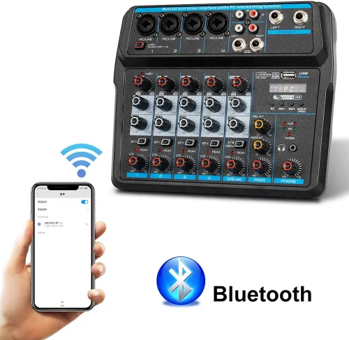 Vista 9 de CNCEST Mezclador de audio profesional, consola de tablero de sonido, interfaz de sistema de escritorio, digital, Bluetooth, USB, estudio en vivo