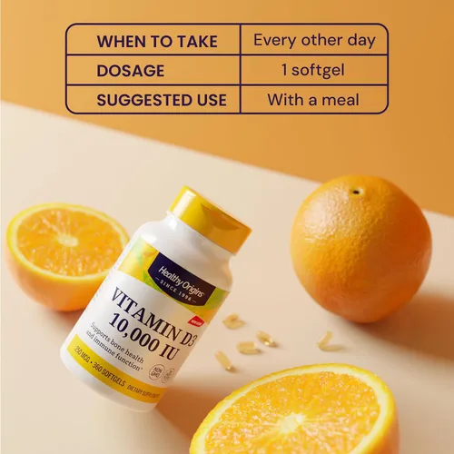 Vista 5 de Healthy Origins Vitamina D3 10,000 UI (250 mcg), 120 cápsulas blandas líquidas - Apoya huesos fuertes, dientes saludables y función del sistema