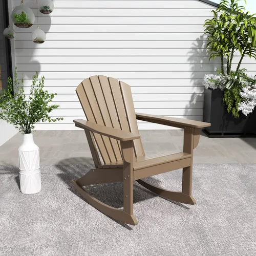 Vista 12 de WestinTrends Dylan - Silla mecedora Adirondack de plástico de polietileno para exteriores, color negro
