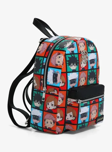 Vista 2 de Hot Topic Jujutsu Kaisen Chibi - Mini mochila con rejilla de personajes, Multi