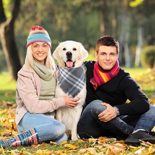 Vista 6 de STMK Bandana de otoño para perro, paquete de 4 bandanas para perros con borlas y bordes para perros pequeños, medianos y grandes