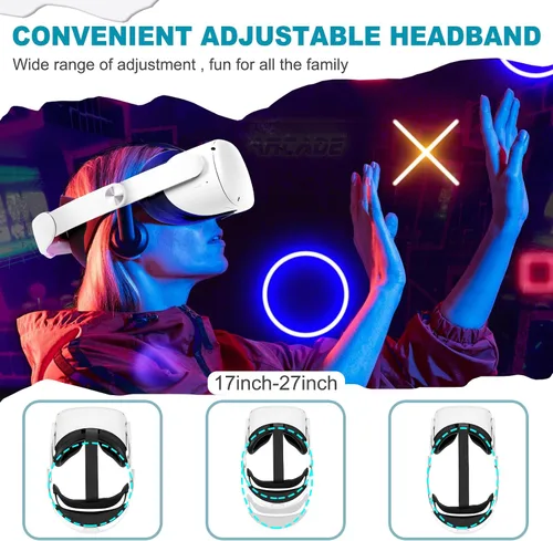 Vista 7 de Hurra Head Strap with Battery for Oculus Quest 2, 10000mAh Fast Charging Battery Pack Extend 8H Playtime, Counter Balance Adjustable Elite Strap