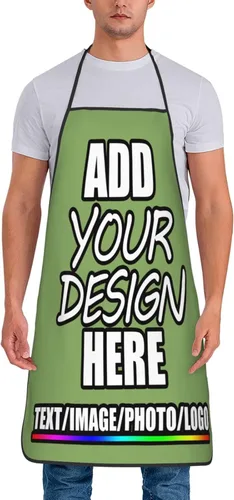 Vista 36 de Delantal personalizado personalizado para añadir nombre, foto, texto, logotipo, cocina ajustable para cocinero para hombres y mujeres