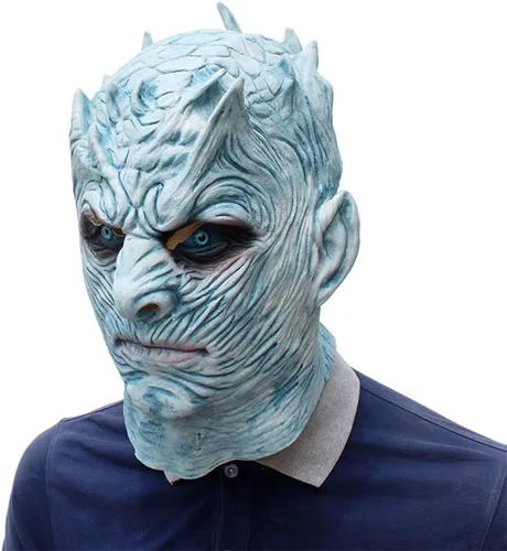 Vista 2 de Máscara novedosa de Halloween, Noches, King, Caminante blanco, máscara de fiesta, máscara de látex espeluznante para la cabeza para hombres