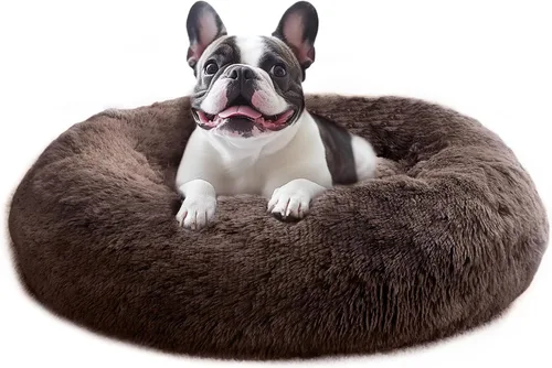 Vista 47 de JOLLYVOGUE - Cama calmante para perros y gatos pequeños y medianos, antiansiedad, redonda, suave, acogedora con parte inferior antideslizante
