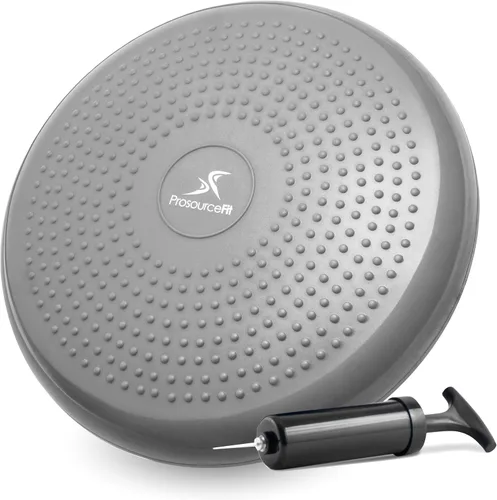 Vista 6 de ProsourceFit Core Balance Disc Trainer, 14” Diameter with Pump for Fitness, Balance Training, or Seating; Wobble Board for Core Stability; Flexible
