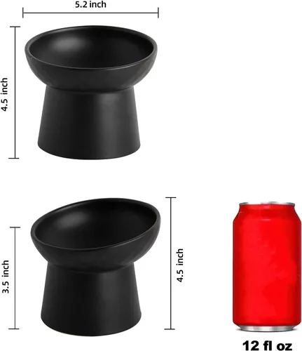 Vista 2 de Pequeños cuencos elevados de cerámica para gatos, cuencos elevados inclinados para alimentos o agua, sin estrés, prevención de reflujo, aptos