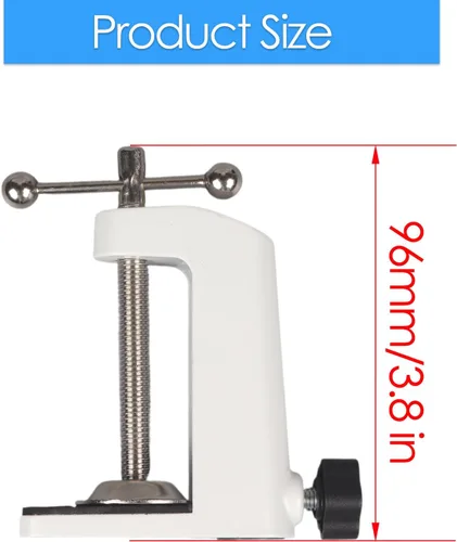 Vista 3 de Soporte de lámpara universal con abrazadera en C Base de abrazadera de montaje de escritorio para luces de brazo oscilante, iluminación de Blanco