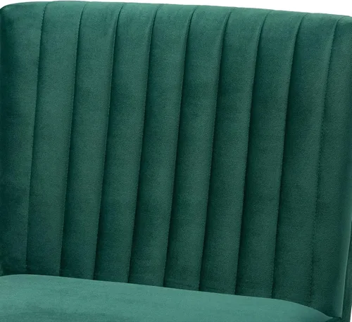 Vista 7 de Baxton Studio Alvis Mid-Century - Silla de comedor de madera tapizada en terciopelo verde esmeralda y acabado marrón nogal
