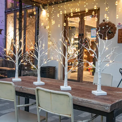 Vista 13 de EAMBRITE Árbol de abedul iluminado para decoración de Navidad para interiores para el hogar, paquete de 24 luces LED, funciona con baterías/USB