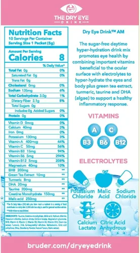 Vista 37 de l Hidratación definitiva para ojos secos l Paquetes de electrolitos en polvo sin azúcar l Mezclado con vitaminas, té verde, cúrcuma, taurina y DHA l