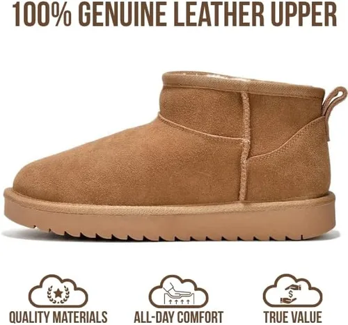 Vista 3 de Project Cloud - Botines de gamuza genuina para mujer, botas de invierno resistentes al agua, plantilla de espuma viscoelástica, zapatos de tendencia