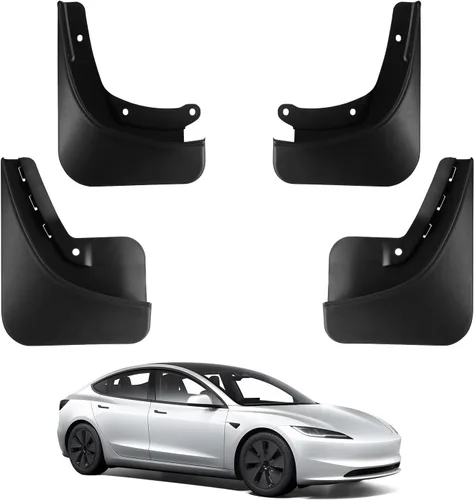 Vista 11 de BASENOR 2017-2023 Tesla Model 3 solapas de barro protectores contra salpicaduras guardabarros (diseño patentado) sin perforación sin cinta