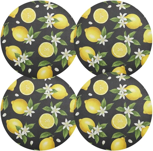 Vista 2 de Sliced Lemons Round Place Mats, Heat Resistant Non Slip Dinner Placemats Round for Kitchen one sizex4