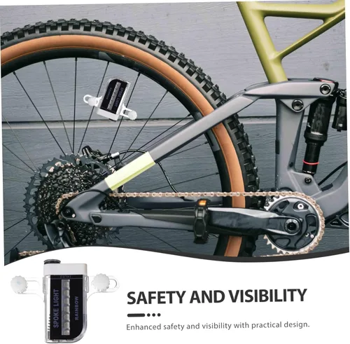 Vista 4 de Luz LED para rueda de bicicleta, tapa de válvula de rueda de fuego de doble cara, decoración de radios de bicicleta, luz de alambre multicolor