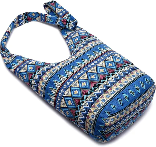 Vista 75 de Bolsa de hombro para mujer, de lona en estilo hippie/bohemio para llevar cruzada al hombro, disponible en diferentes colores y estampados
