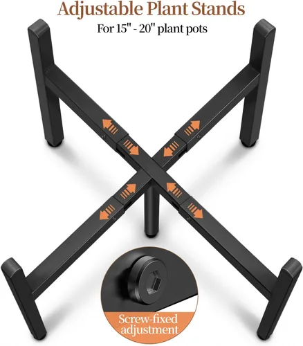 Vista 3 de LUBORN Soporte para plantas para interiores y exteriores, soportes ajustables para plantas grandes de 15 a 20 pulgadas, soporte de metal de mediados