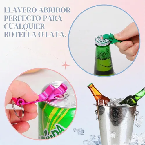 Vista 4 de Paquete de 200 llaveros para abridor de botellas de aluminio negro a granel para recuerdos de fiesta de boda