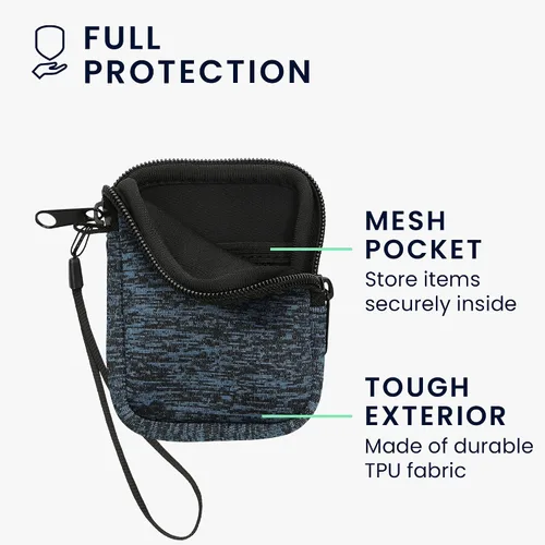 Vista 3 de kwmobile Bolsa de neopreno para teléfono tamaño XXS - 3/3,5 pulgadas - Mini bolsa universal para celular con cremallera, correa para la muñeca