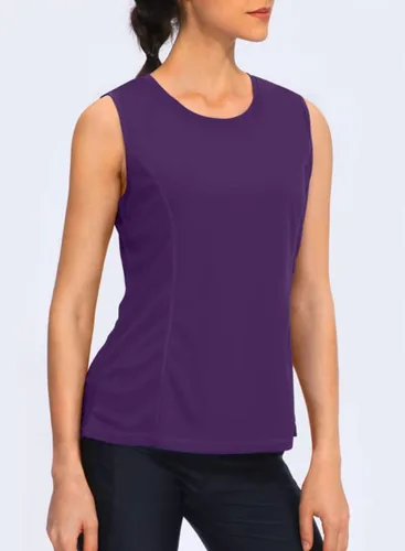 Vista 6 de YYV Camisetas de tirantes de entrenamiento para mujeres, ligeras, camisetas sin mangas para mujeres, tops de corte holgado para atletismo, correr