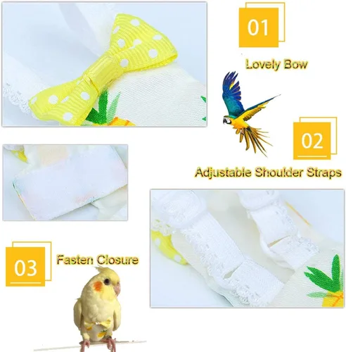Vista 4 de QBLEEV - Suite de vuelo para pañales para pájaros, pañal reutilizable para loro Soft & waterproof inner layer, cute pigeon pants urine wet suit