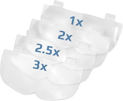 Vista 4 de Lupa con 4 lentes diferentes, Carson Optical Pro Series, magnivisor de lujo con luz LED para usar en la cabeza, negro