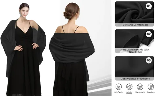 Vista 6 de Chales de gasa para novia, boda, fiesta, vestido de noche y vestidos para ocasiones especiales