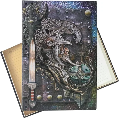 Vista 9 de Diario de cuero con tapa de gato artístico, cuaderno en relieve 3D, diario de tapa dura rayado A5 vintage de 200 páginas, regalo retro ideal