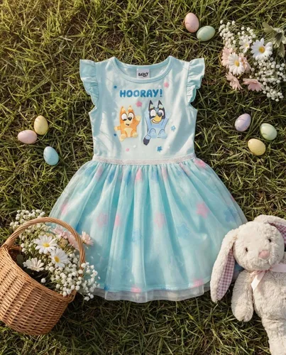 Vista 2 de Bluey Bingo Vestido para niñas de niño pequeño a niño grande Azul