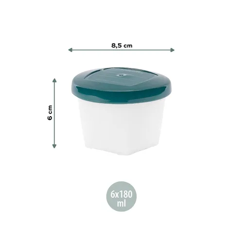 Vista 5 de Babymoov Tarros de comida ecológicos para bebés, juego de 6 (6 onzas cada uno), recipientes de almacenamiento sin BPA, hechos de caña de azúcar