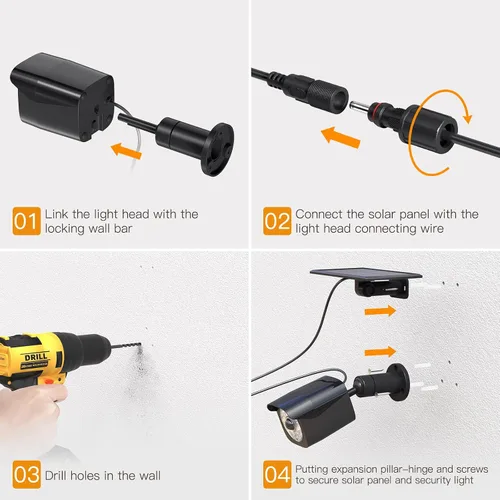 Vista 8 de Lixada Luces solares con sensor de movimiento para exteriores, IP67, impermeables, para montaje en pared, luces LED de seguridad de movimiento con 3