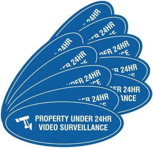 Vista 44 de Cartel de vigilancia oval PROPERTY UNDER 24HR - Negro - Pequeño (1 paquete)