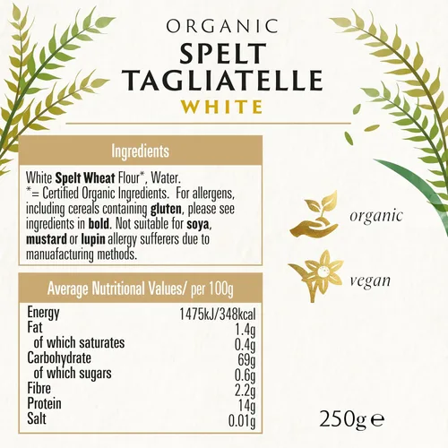 Vista 2 de Biona Espelta Ecológica Tagliatelle Blanco 8.82 oz (Pack de 6)